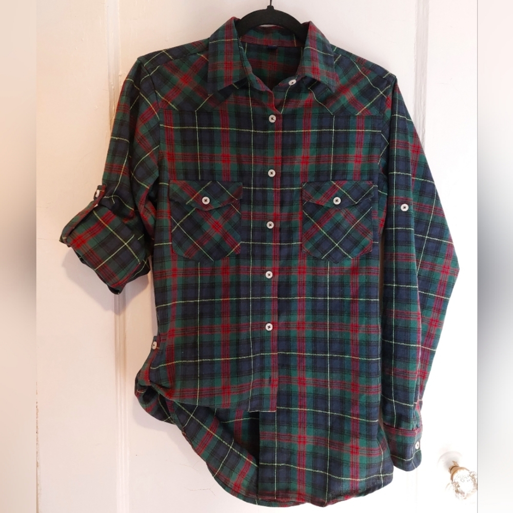 Adjustable Green and Blue Flannel
